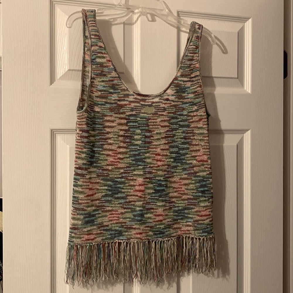 Jack Multicolored Top With Fringe, Size M - image 1